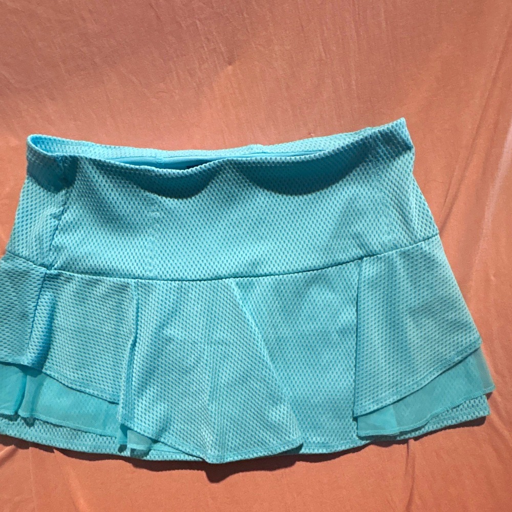 Lucky in Love Womens Tennis Skort Blue Mesh Tiered Athletic Skirt Medium M